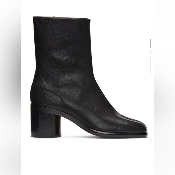 Maison Margiela - Tabi - Size 39.5 - Black Leather Ankle Boots - Picture 13 of 14
